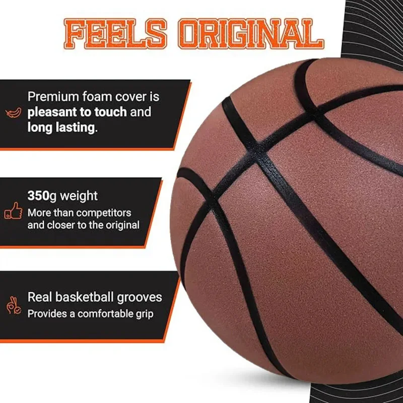 ミュートバウンスバスケットボールボール標準サイズ 7 (29.7 インチ) 350 グラム屋内ドリブル練習サイレントボール大学バスケットボールバウンス静音