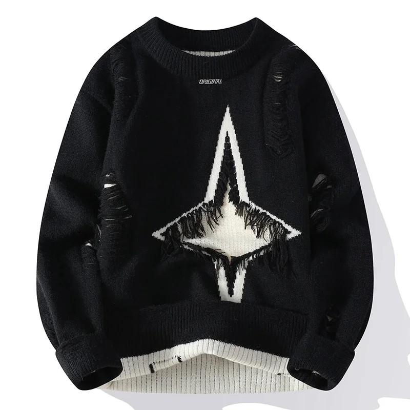 Pull Homme 2024 High Quality Fashion Printed Star Sweater Men Autumn Thick Warm Sweaters Korean Harajuku Winter Jumpers knitwear