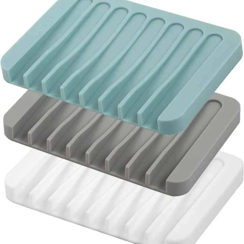 

Home Silicone Drain Soap Box Kitchen Bathroom Anti-slip Sink Tray Creative Washing Table Soap Tray Free Punch Drain Rack