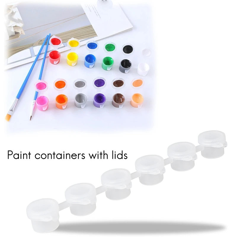 50 Strips Empty Paint Strips Paint Cup Pots Clear Storage Paint Containers Mini Painting Cup Pot 3Ml/ 0.1 Oz