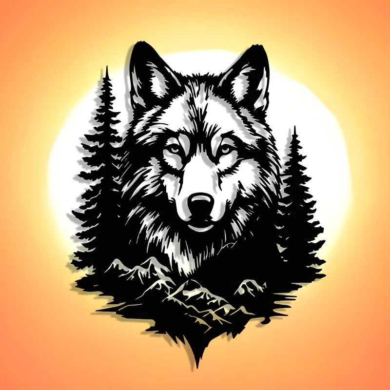 Modern Forest Wolf Metal Wall Art Living Room Decor - view 6