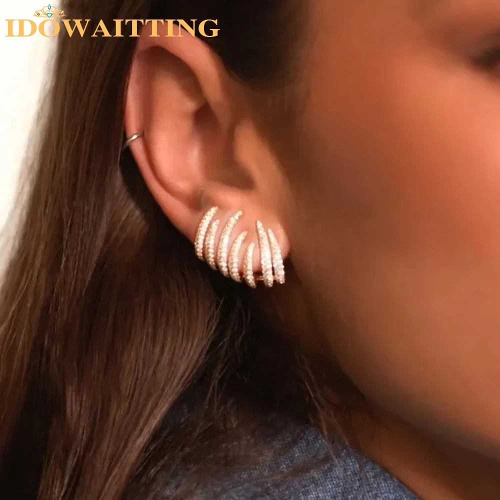 

2025 High Quality Micro Pave Bling Cz Cluster Earring Sparking Gorgeous Women Wedding Engagement Gift Jewelry Wholesale