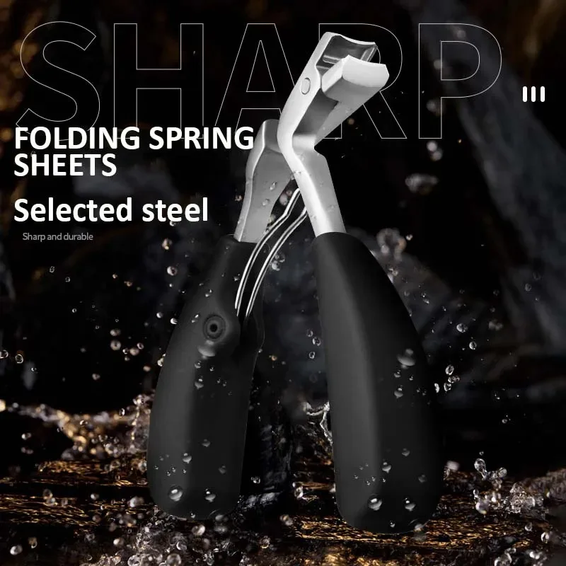 Professional Nail Clippers, Modern Style, Stainless Steel Blade, Concave Edge, Wide Opening, Anti-Splash, Long Handle, Curved image 5