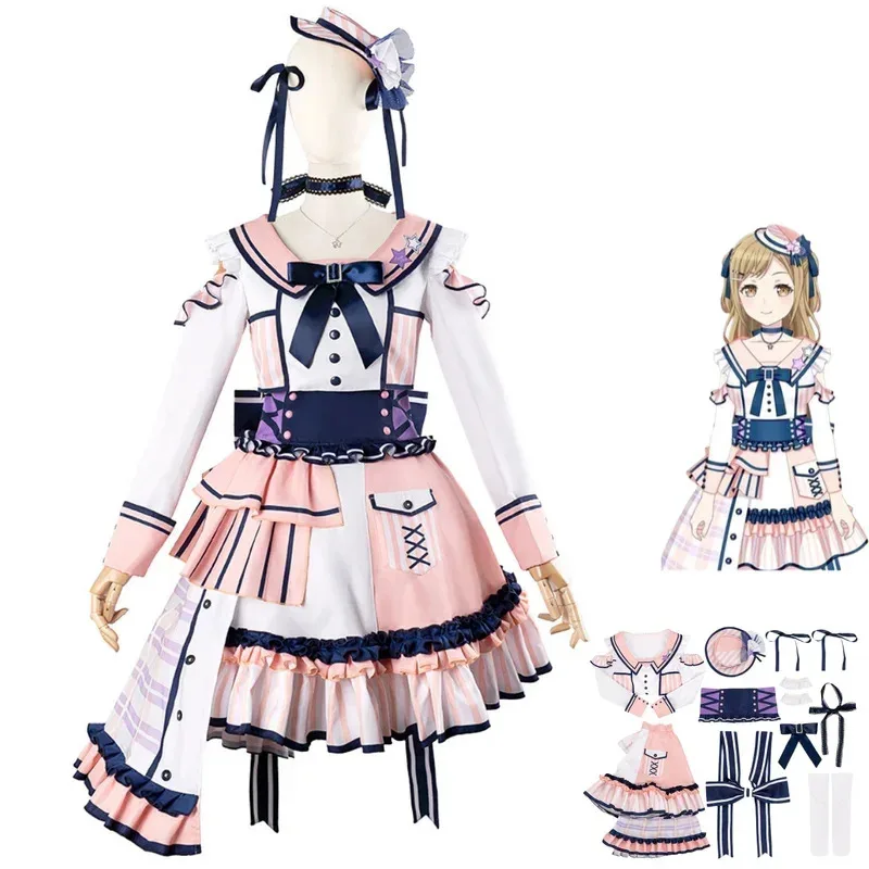 

FC6Anime BanG Dream!Arisa Ichigaya Cosplay Costume Poppin'Party Pink Lolita Princess Skirt Woman Lovely Kawaii Carnival Pa@FC8！