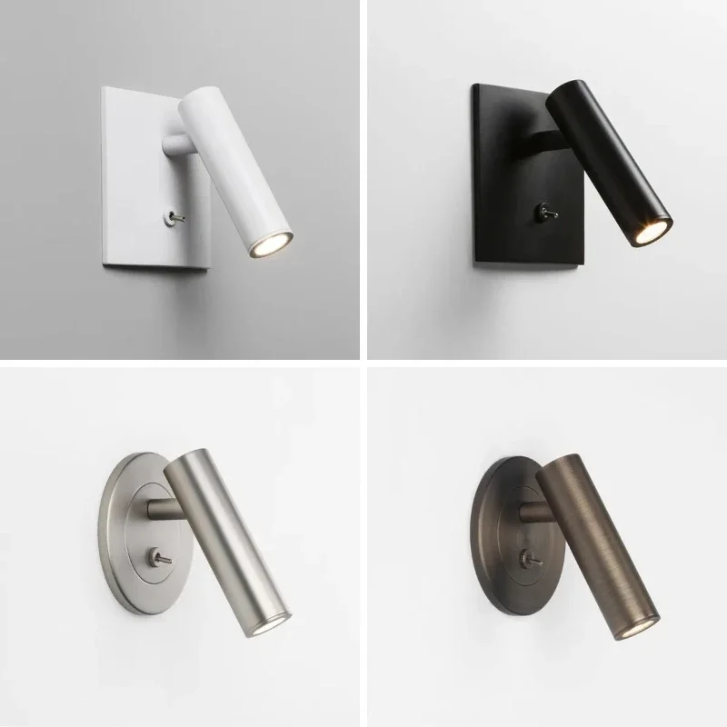 Embedded LED Reading Wall Lamp with Switch Adjustable Hotel Bedroom Bedside Headboard Sconce Spot Led Light Fixture AC110-220V