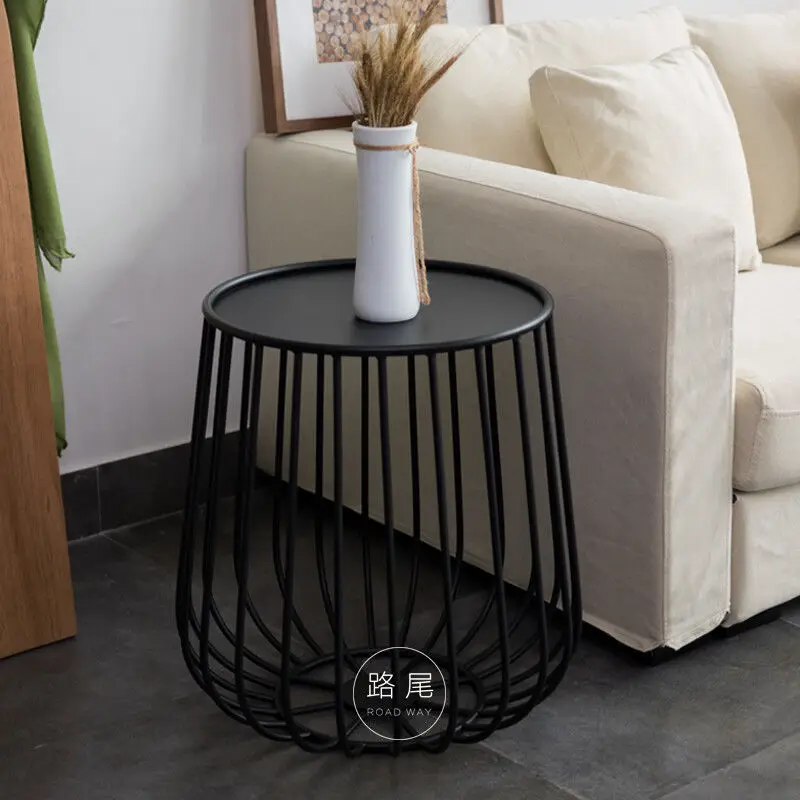 Nordic iron coffee table simple modern living room round combination small coffee table industrial style creative side table