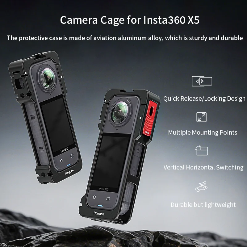 Aluminum Alloy Protective Vlogging Camera Frame Case Metal Camera Cage Camera Rig for Insta360 X5 Accessories