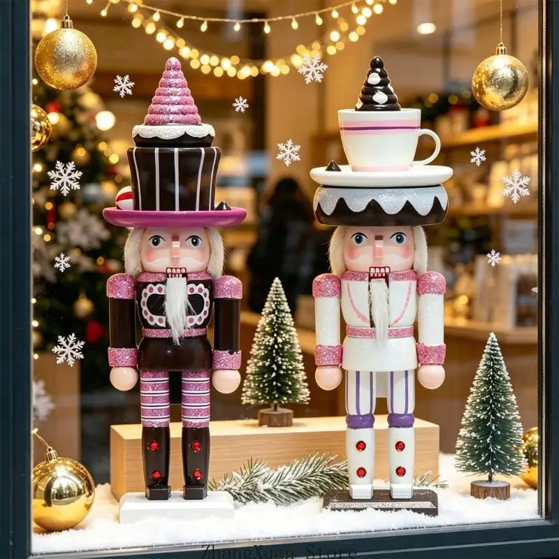 Weihnachts-Dessert-inspirierte Nussknacker-Figur aus Holz, Dekor, 25,4 Tischakzent mit quadratischer Basis für Kaffee – Detail 9