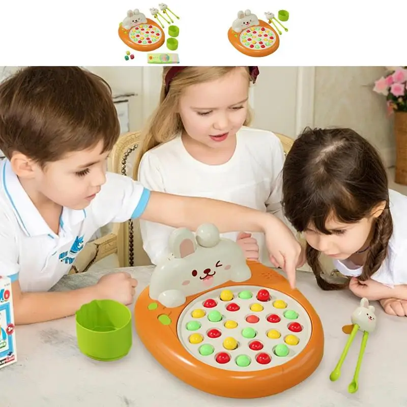 Bead Clip Toy Rabbit Toy Interactive Board Game Fun Board Game Chopstick Training Game Eco-Friendly Rainbow Bead Montessori Toy