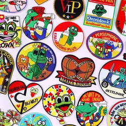 Den Bosch Carnival Oeteldonk Emblem Iron On Embroidery Patches For Clothing Netherland Frog Oeteldonk Patches On Clothes DIY