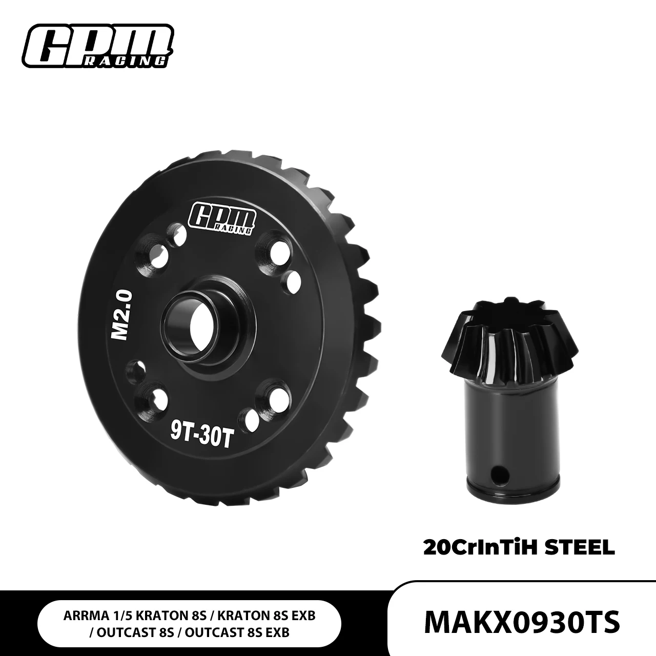 GPM ARRMA 1/5  OUTCAST KRATON 8S ARA110002 For 20CrInTiH STEEL FRONT / REAR MAIN DIFF GEAR SET 30/9T SPIRAL