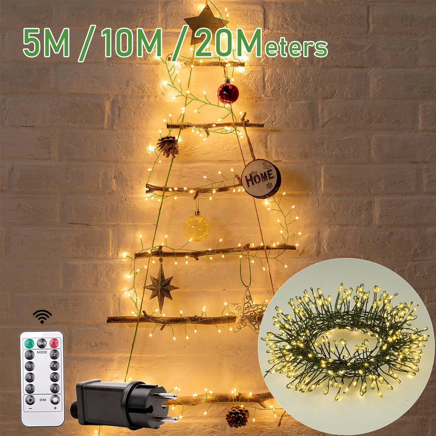 

300leds/10M Christmas String Lights Outdoor Cluster Lights Decoration Indoor Garden Tree Plug Wedding 220V Holiday IP44 Party