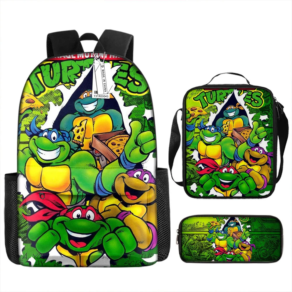 Teenage Mutant Ninja Turtles Backpack Lunch Bag Pencil Case Set Kid School Travel Anime Schoolbag Food Bento Pouch Children Gift