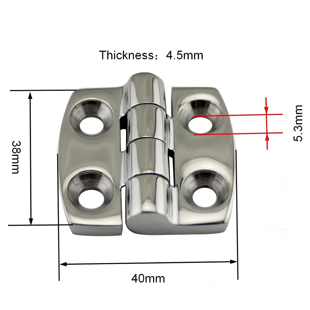 316 Stainless Steel Door Hinge Four Hole Hinge for Yachts Marine Car 38X38mm Shower Door Hinge