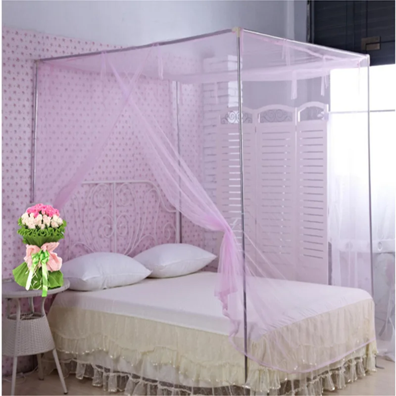 2026 New Double Bed Lace Bed Mosquito Insect Netting Mesh Canopy Princess Full Size Bedding Net Polyester White Pink Blue Purple