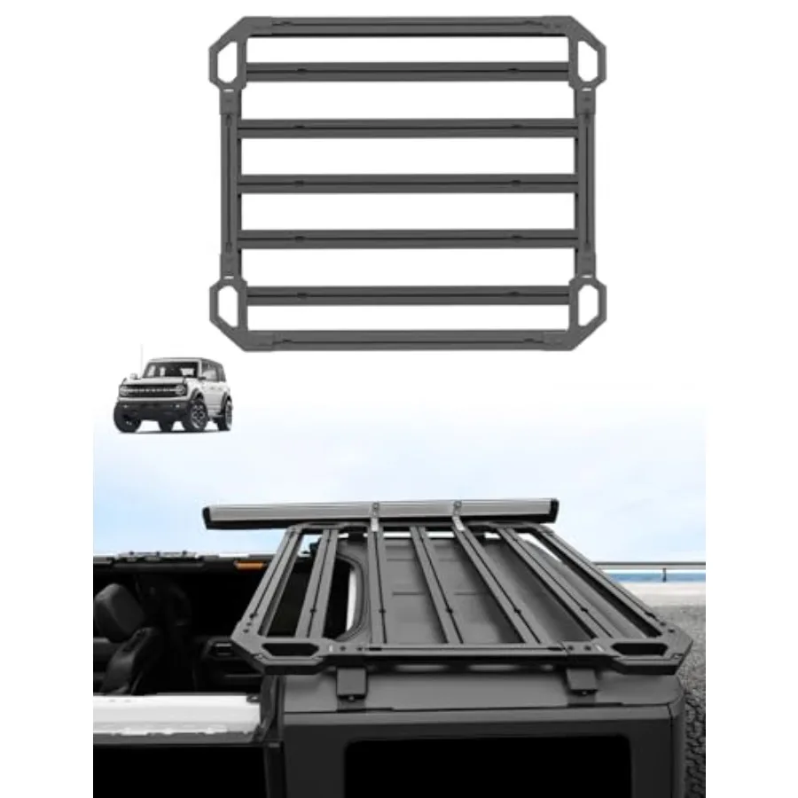 

Rear Cargo Basket Roof Rack Platform for 20212024 Bronco Hardtop 4Door Vehicles with High Load Capacity and Durable Design Ide