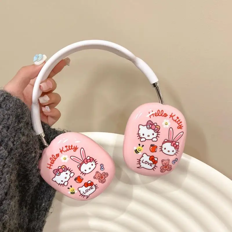 

Чехол для наушников Kawaii Sanrioed Kitty, милая мультяшная девушка, Apple Airpods, максимальное расстояние между головой, праздничный подарок