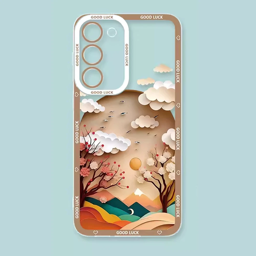 Creative Mountains Landscape Scenery Phone Case for Samsung Galaxy A55 A54 A53 A51 A70 A32 A31 A13 4G 5G Clear Cover Fundas Skin