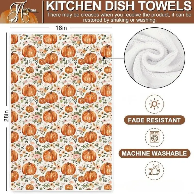 

2 упаковки кухонных полотенец на День благодарения — салфетки для посуды с принтом тыквы для праздничного декора, сушки посуды,