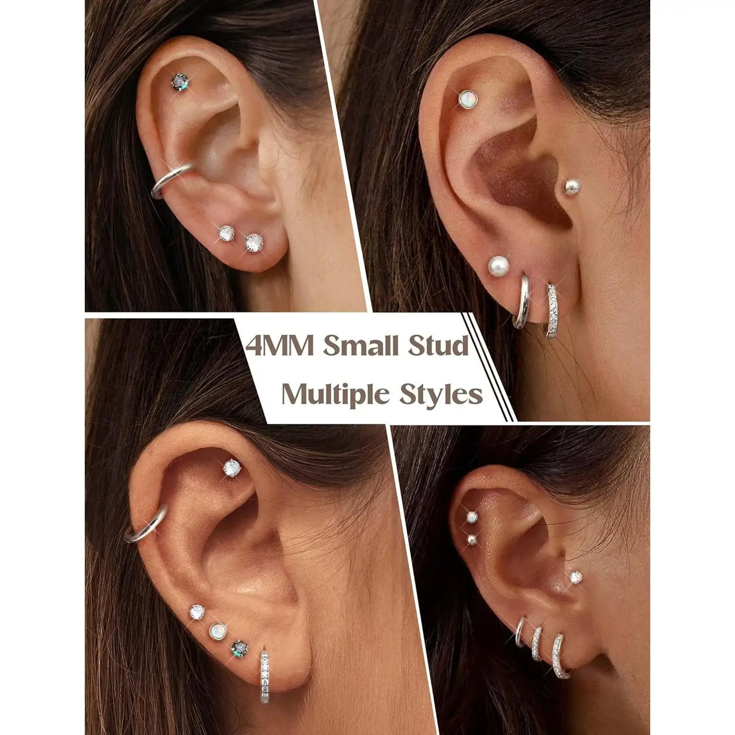 

ORAZIO 11Pairs Studs Hoop Earrings for Women Small Flat Back Surgical Stainless Steel Trendy Cartilage Piercing Jewelry Gifts