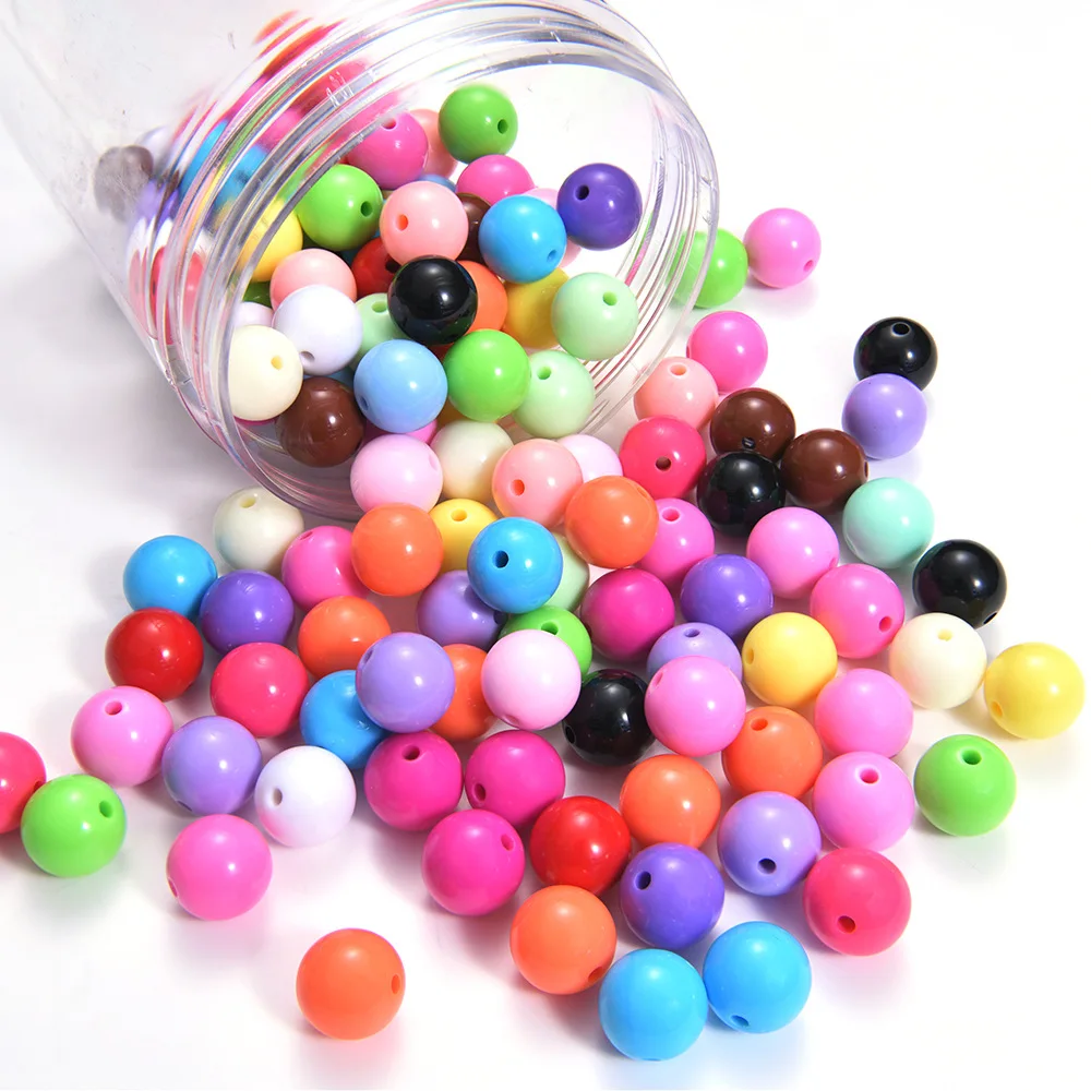 Craft DIY Mixed Bubblegum Gumball Color Acrylic Round Beads Smooth Ball 4mm-20mm