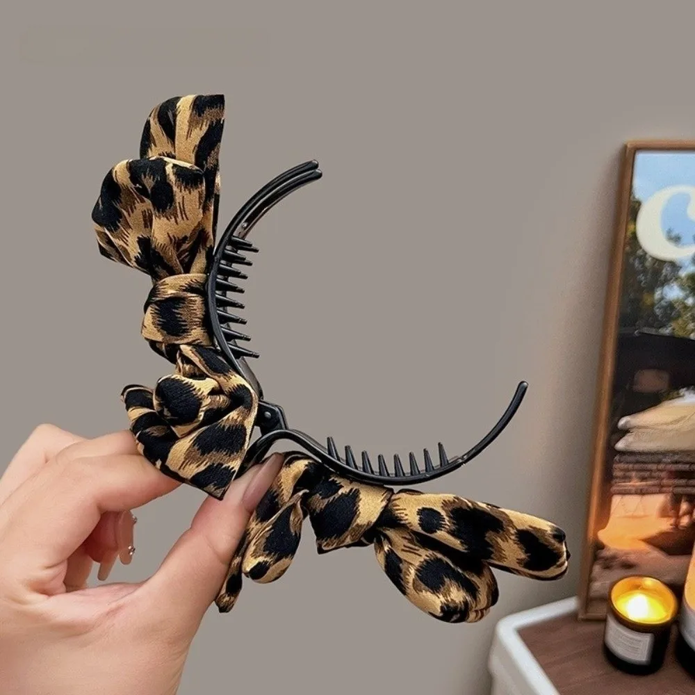 Premium Non-slip Leopard Print Hair Grab Fixed Hair Hair Clip Leopard Bow Hairpin Ponytail Clip Women Girls