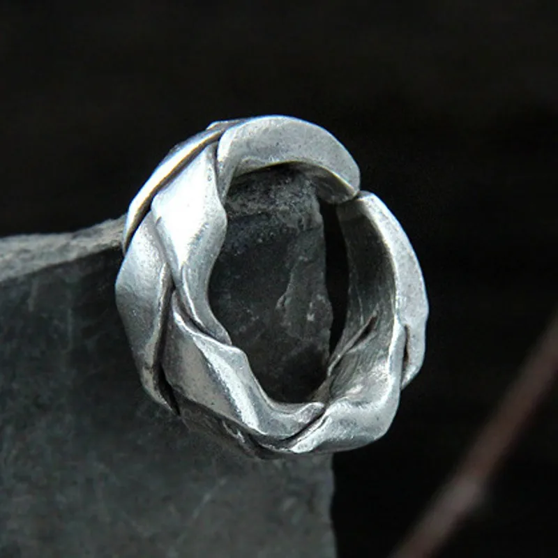 BOCAI NEW S925 Silver Jewelry Handmade Thailand Domineering Tail Ring For Men and Women Weave Restoring Ancient Ways