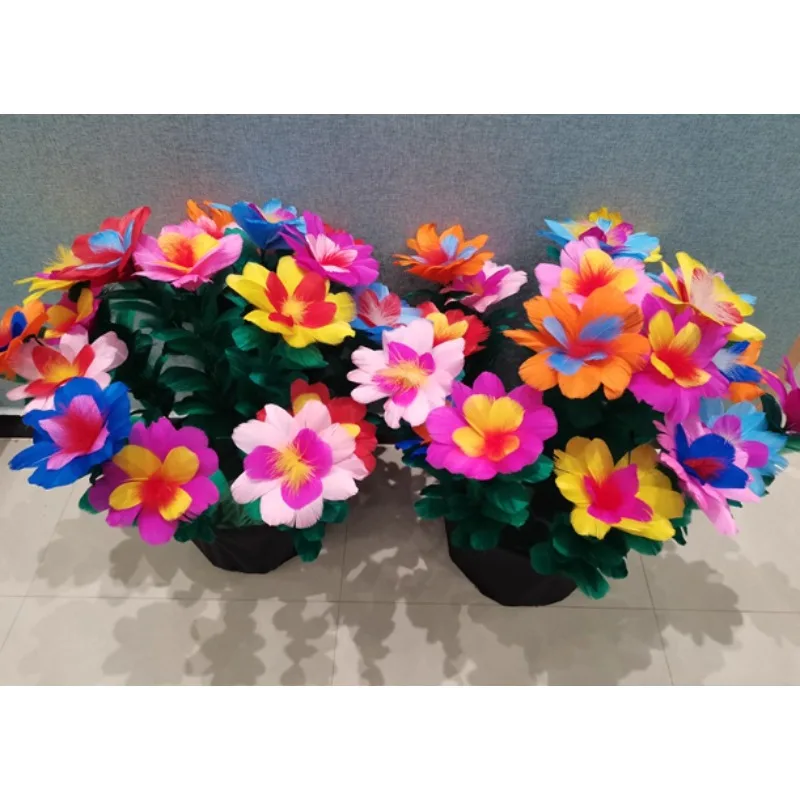 Silk To Flower Pots Magic Trick – Flash To Feather Flower Pot, Colorful Folding Flower Stage Illusion Gimmick Party Magic Tricks