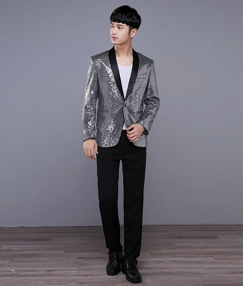 

New fashion Men's Sequin Blazer, Slim Fit 2-Piece Suit for Stage Performance( Blazer+Pants ), Wedding and Party Events.