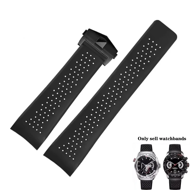 Soft Silicone Watch Bracelet For TAG HEUER GRAND CARRERA AQUARACER Wristband Men Watch Straps Rubber Watch Band 22mm 24mm