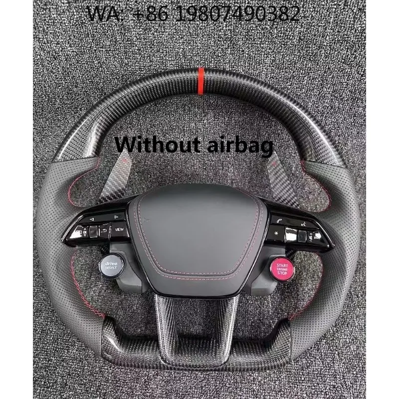 

2019-2022 Flat Bottom Racing Steering Wheel Peach ain Carbon Leather Modified Upade Fit A6L A7 C8
