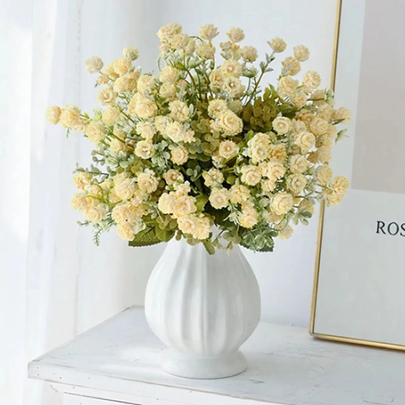 

Silk Artificial Flowers Wedding Home Room Decor Nuptial Sala Outdoor Yard Bridal High Quality Bouquets Vase Filler Prop Diy Gift
