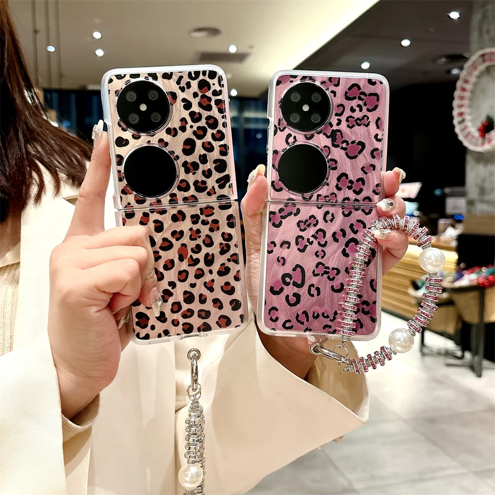 

Fashion Leopard Pattern Phone Case For HuaWei P50 Pocket 2 Bracelet PC Hard Shell Protective Back Cover