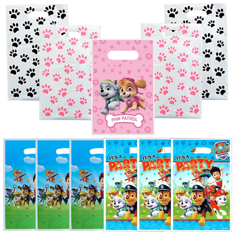 Happy Birthday Party Decoration Gift Bags Paw Dogs Patrol Thanks Gift Packing Baby Shower Party Supplies Dogs Candy Box Decor