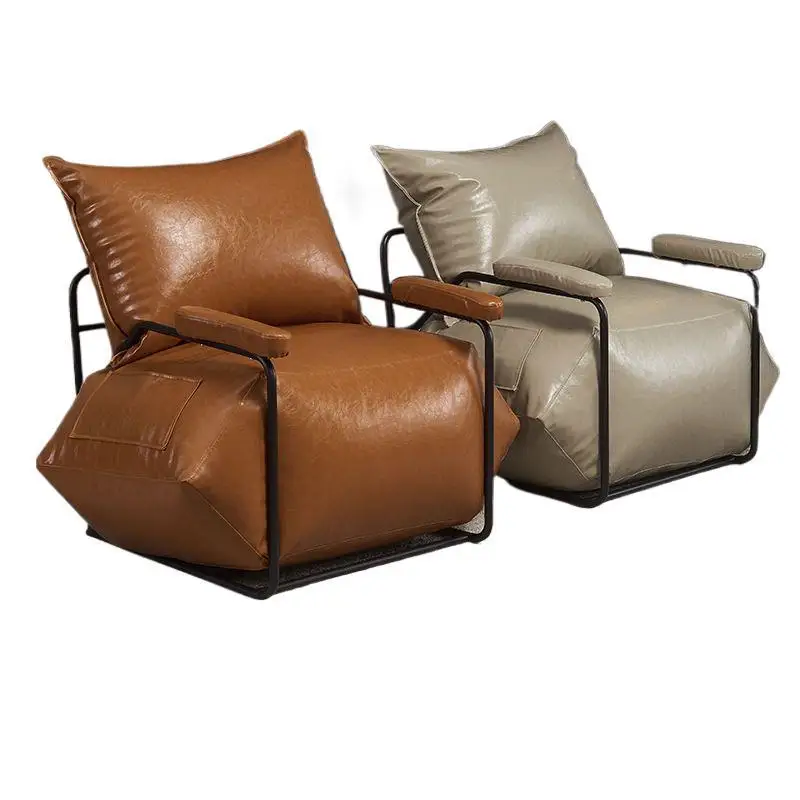 Nordic sofa single casual tatami recliner, small apartment industrial style retro cafe wrought iron sofa
