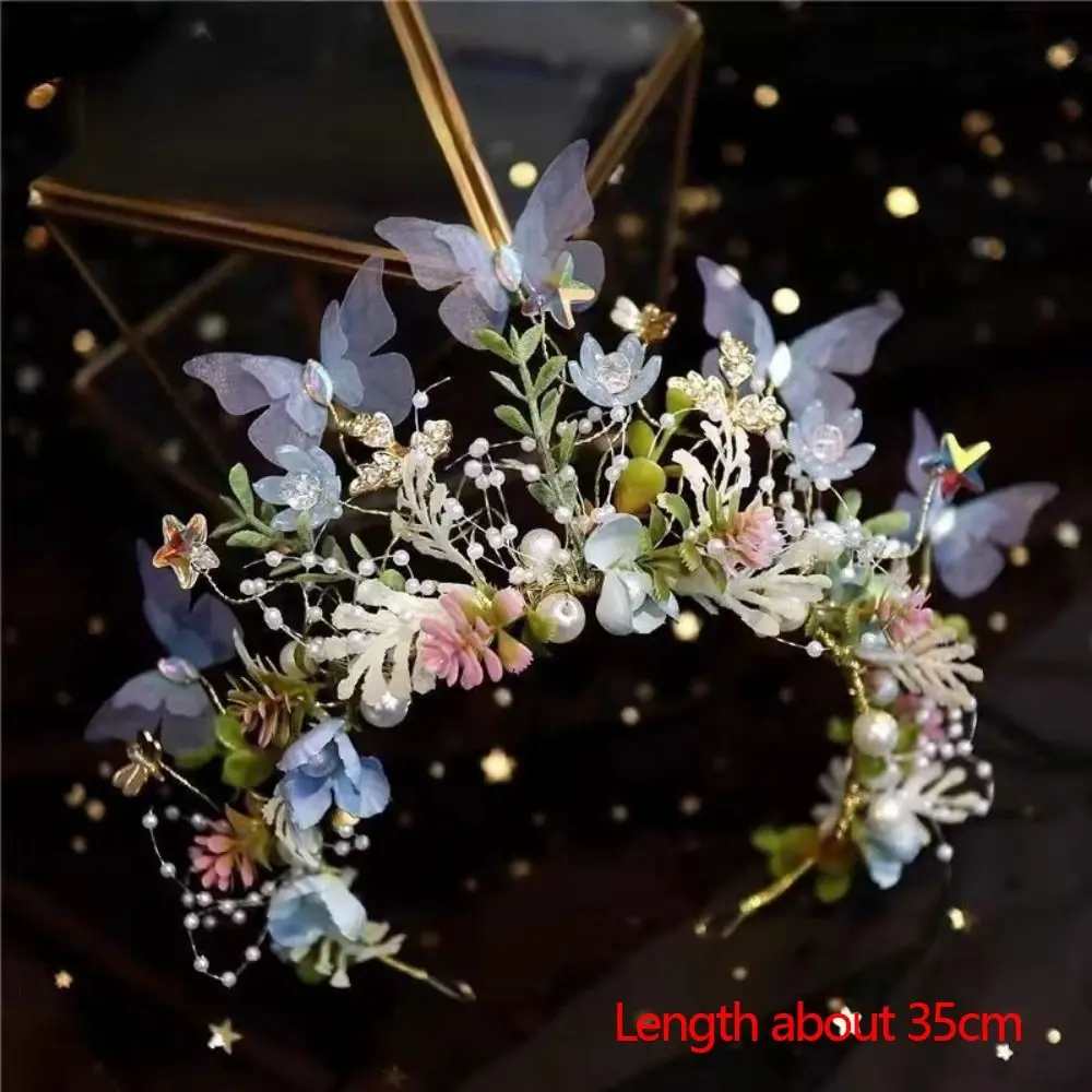 Girls Headband Imitated Butterfly Hair Headdress Baby Flower Wreath Bride Garland Head Hoop Wedding Headbands Princess Crown