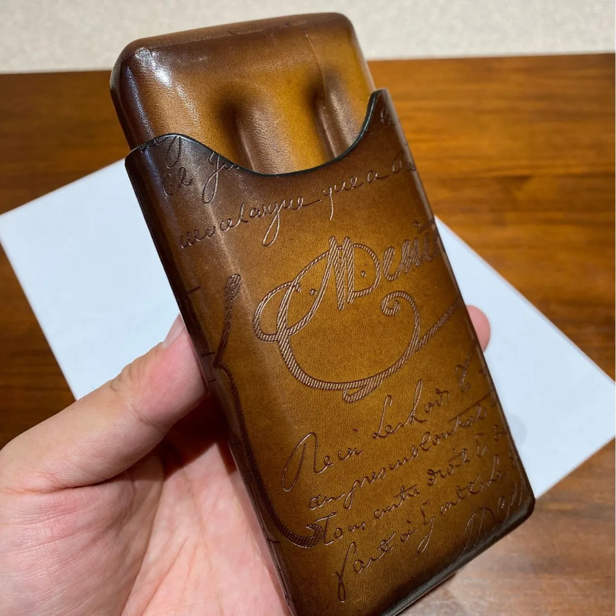Vintage 3-Cigar Leather Case, Hand Burnished Full Grain Vegetable Tanned Cowhide, Portable Humidor Cigar Holder