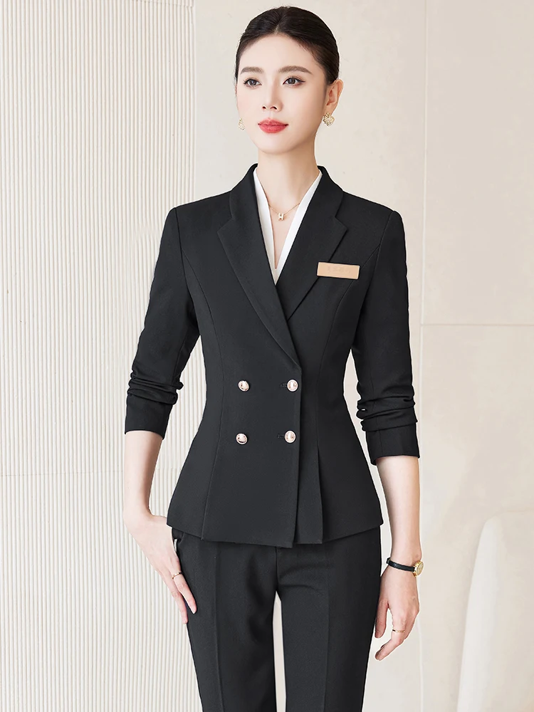 고급 여성 정장 세트, 세련된 개성, 봄 가을 신상, 면접, 직장복, 보석 매장 유니폼
