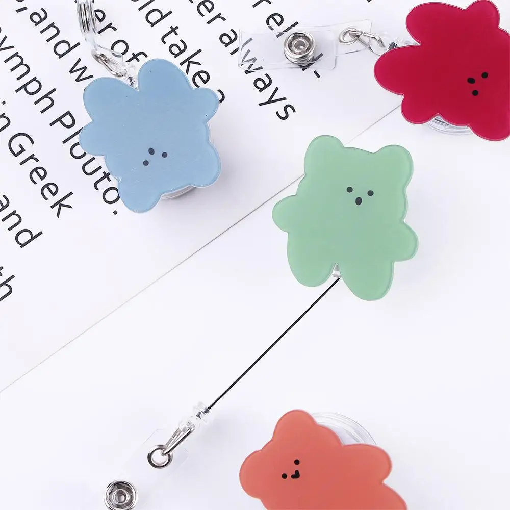 Cute Cartoon Bear Clip para Enfermeira, Doutor Reel, Candy Color, Urso, Acrílico, Cartão de Peito de Estudante, Uso Hospitalar, Escritório, Material Escolar