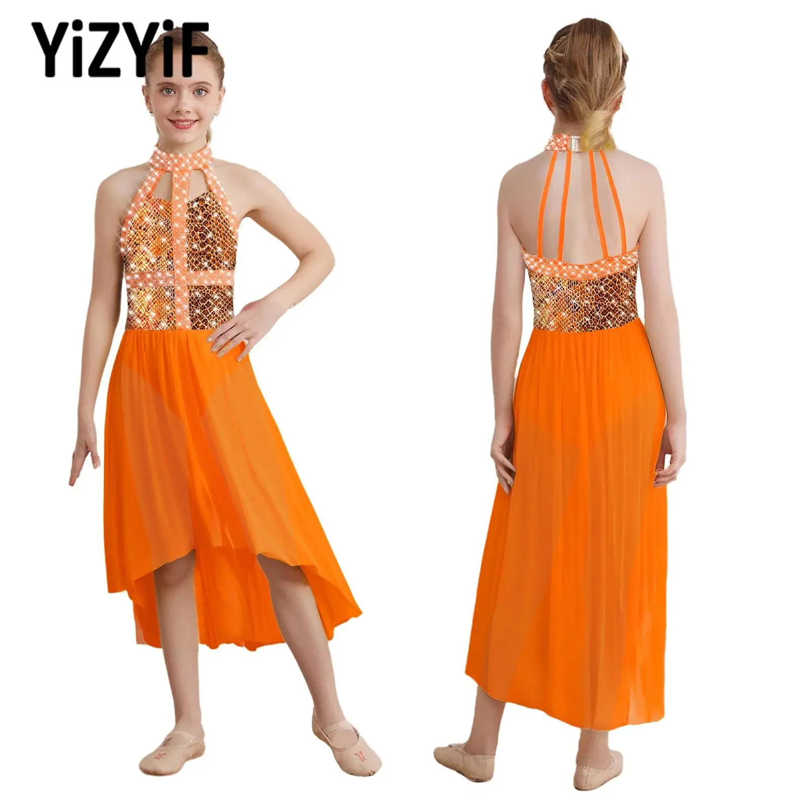 Snakeskin Printed Kids Girls Modern Dance Dress Rhinestones Sleeveless Dresses Ballet Lyrical Contemporary Performance Dancewear