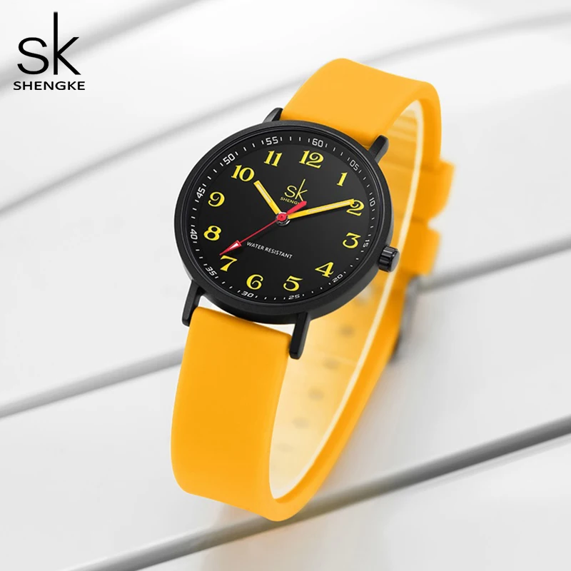 SHENGKE Women Fashion Silicone Strap Watches New Clock For Woman SK Quartz Wristwatches Original Ladies Watch Relogio Feminino