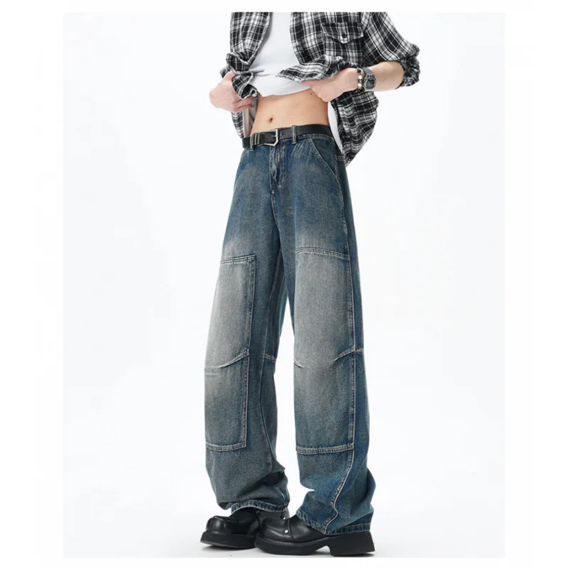 

Джинсы высокого качества GIOIOMen, новинка 2025 года, свободная рабочая одежда, джинсовые мужские брюки Scimitar, мужская одежда