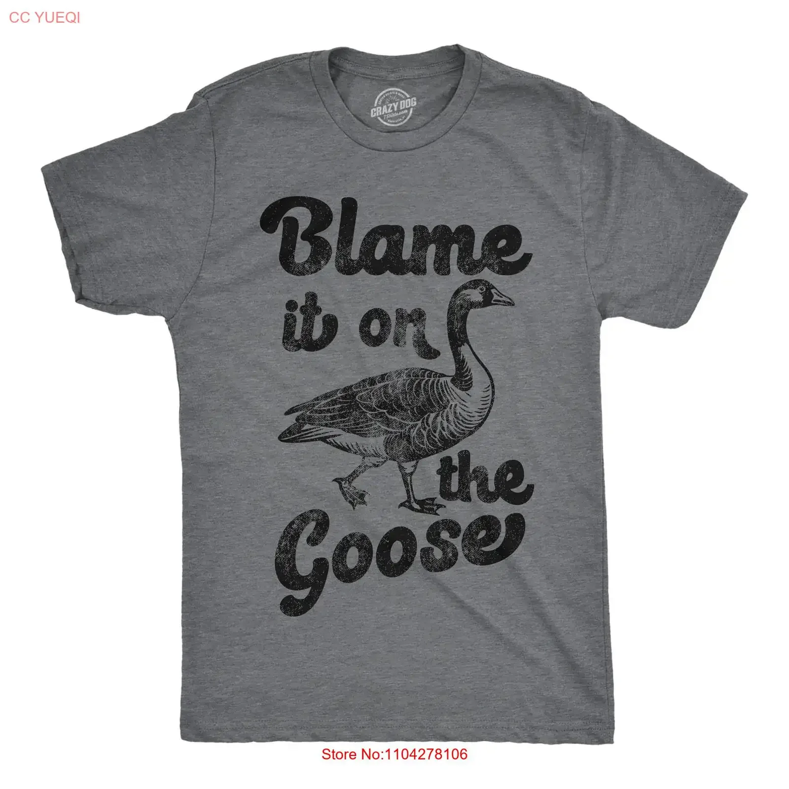 Mens Funny T Shirt Blame It On The Goose Sarcastic Geese Novelty vintage Washed Slightly streetwear Versatile homme