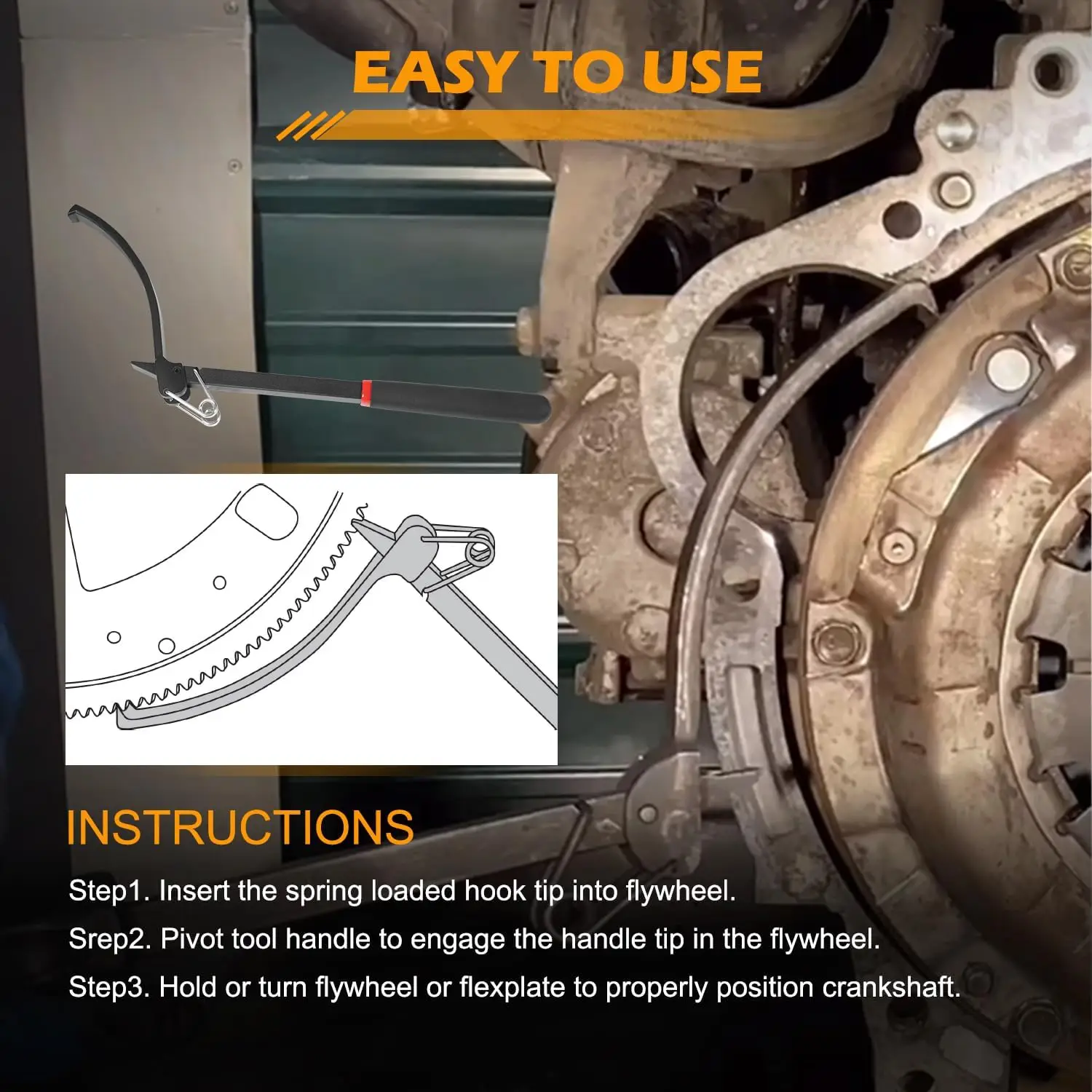 TML 23800 Flywheel Turner Flex Plate Holder Flywheel Turning Tool Universally Fit for Most Vehicles