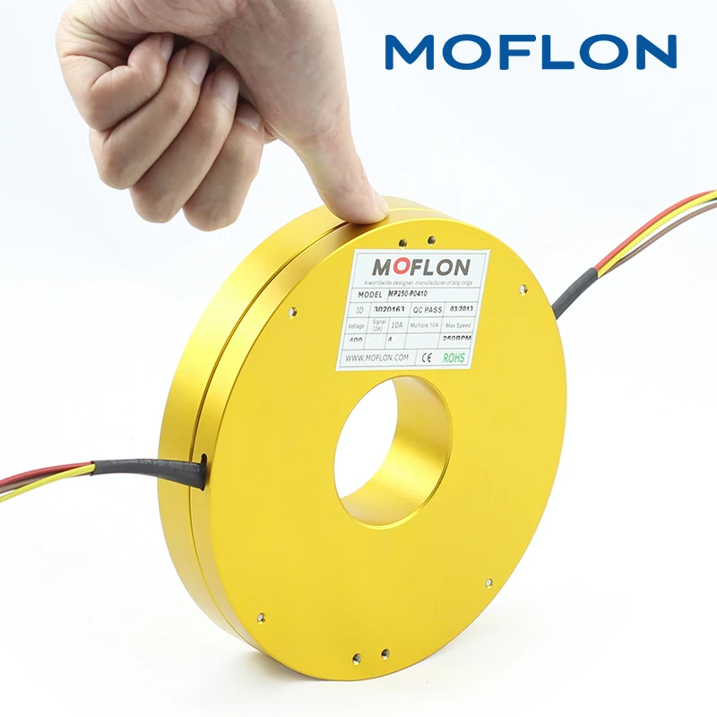 MP250 Slip Rings, Pancake(flat) slip rings from MOFLON with through bore size 50mm