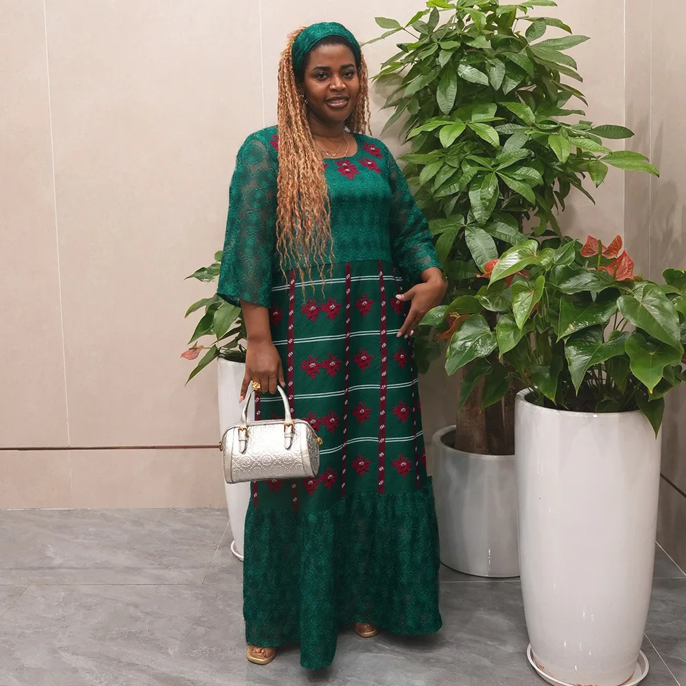 Elegante afrikanische Kleider in Übergröße für Frauen, traditionelle Stickerei, 2025, Hochzeitskleid, Ankara, Spitzenroben, afrikanische Kleidung