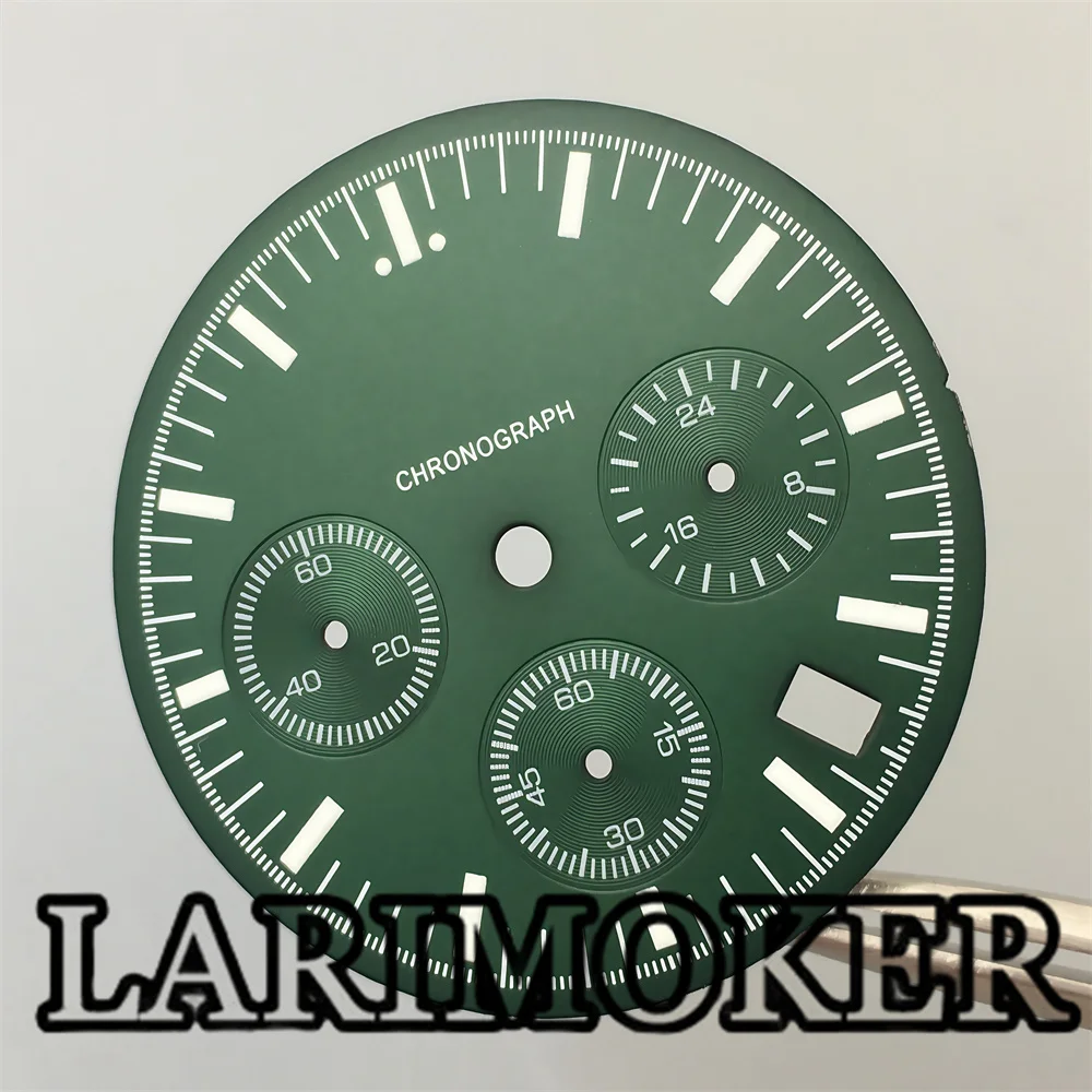 LARIMOKER 31.5MM VK63 quartz Movement dial with 6-pin pointer green luminous modified watch accessories suitable for 40MM case