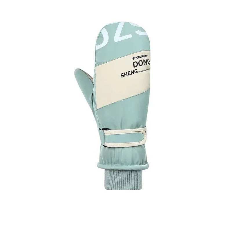 Guantes de esquí sólidos para hombre y mujer, manoplas impermeables a prueba de viento para exteriores, cálidas, de poliéster para nieve y dedos de adulto, invierno, novedad de 2025