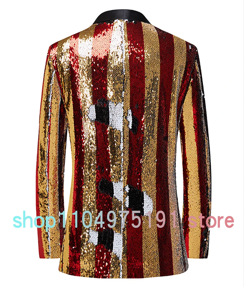 New fashion Vertical stripe sequin suit jacket;Temperament Men's Stage Costume Special Occasion Gowns Homecoming Gowns