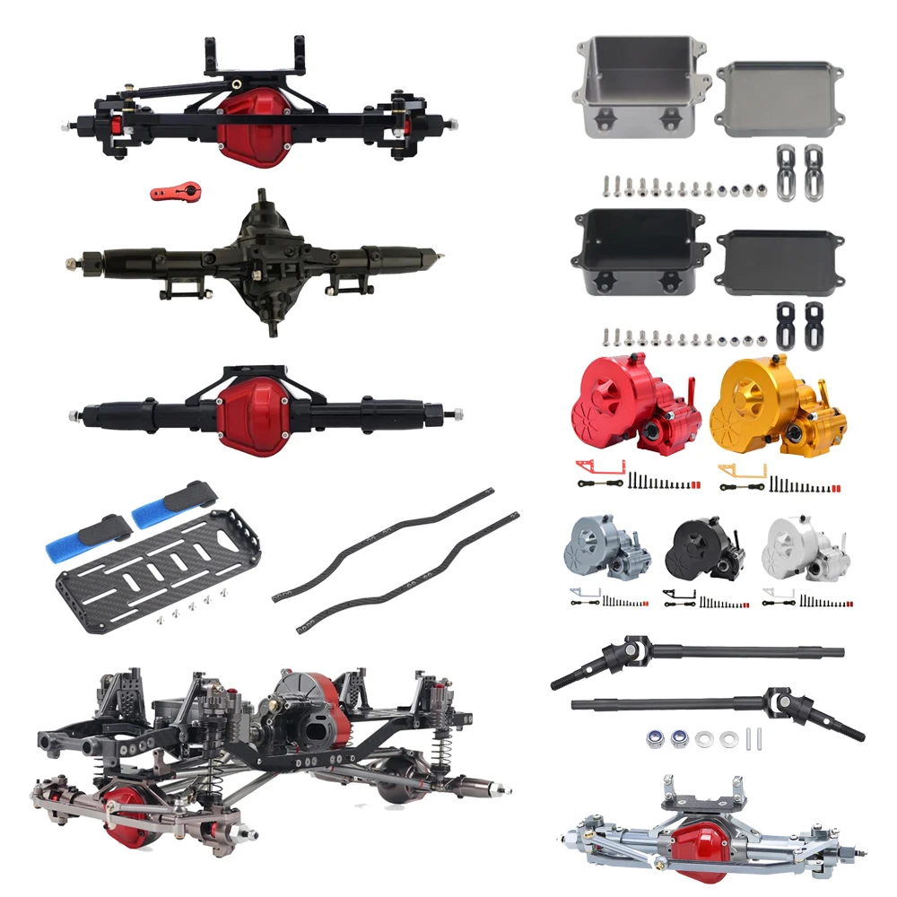 

1/10 Metal Chassis Kit 313mm 12.3" Wheelbase with Metal Transmission Aluminium Sturdy Receiver Box Axle Carbon Fiber Frame Rail